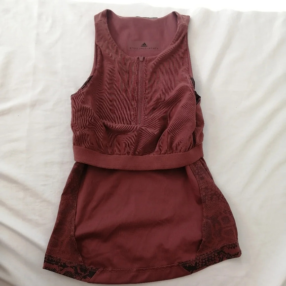 Adidas by Stella McCartney Run Leo 1/4 Zip Tank with Mesh Sides Vent Back Medium - Picture 10 of 14